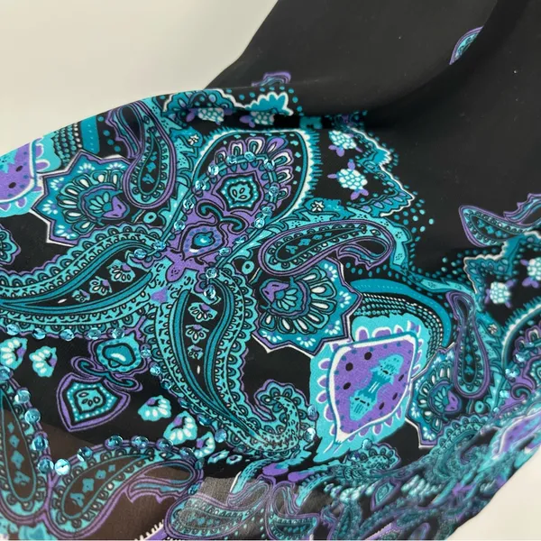 Vintage Y2K Black Paisley Embellished Halter Tank Top Size Small Whimsical Fairy - Image 4