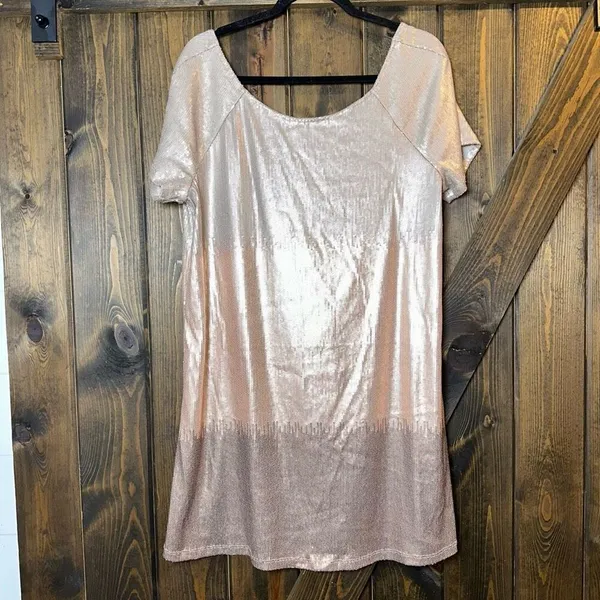 🤍 FREE PEOPLE Rose Gold Embellished Drenched Sequin Scoop Back Mini Dress‎ - Image 3