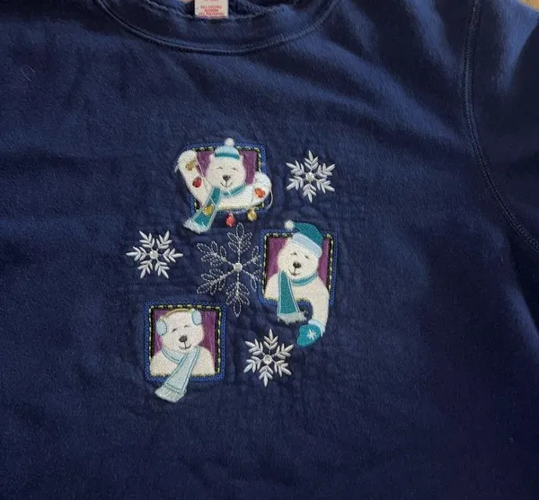 dark blue grandma sweater sweatshirt Size 1X - Image 2