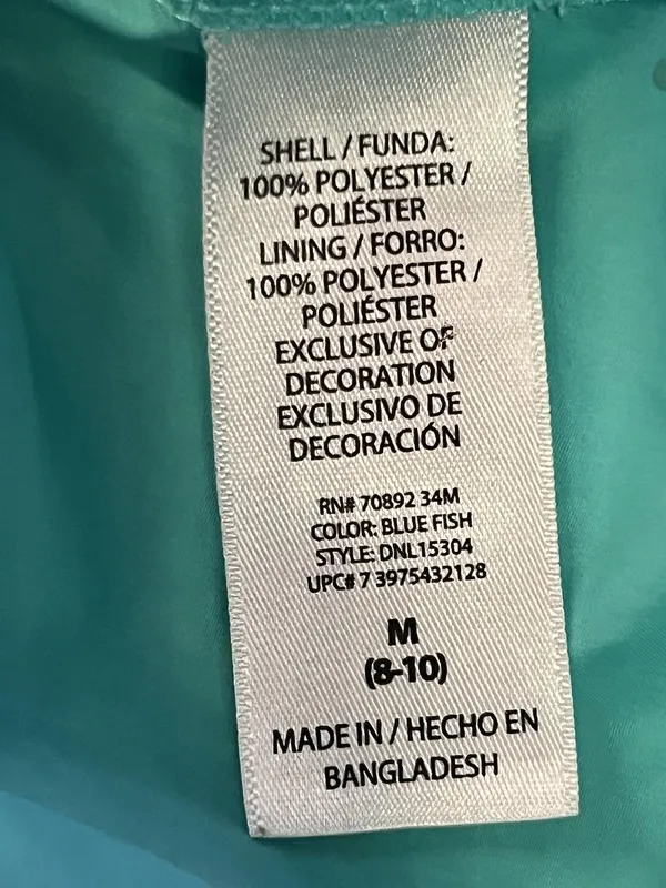 Danskin Now Jacket Womens Medium Blue Fish Hooded Lightweight Windbreaker Mesh - Image 7