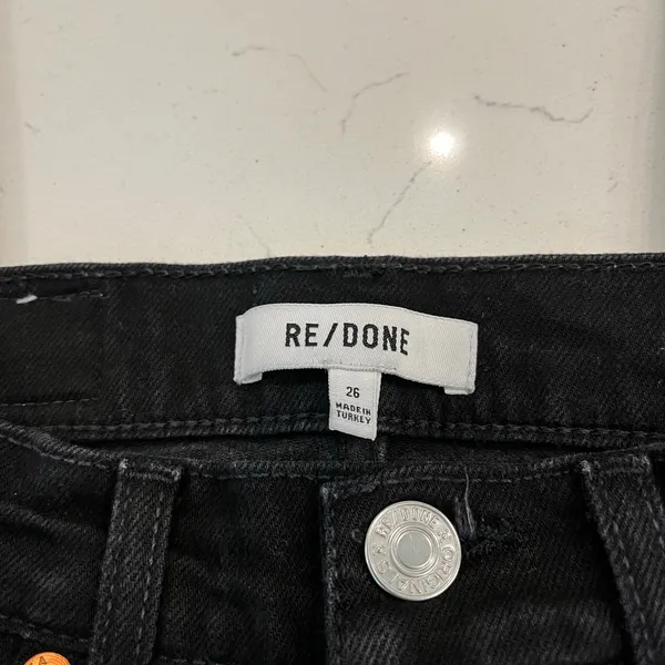 RE/DONE High Rise Stove Pipe Jeans in Jet Black Size 26 - Image 7