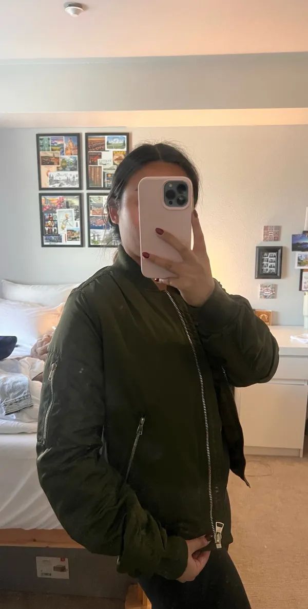 Topshop Bomber Olive Green Jacket - Image 3