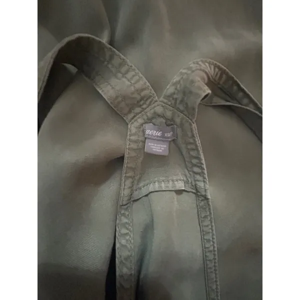 Aerie Lightweight Rolled Leg Overalls Green XS Tie Shoulder Jumpsuit Pockets‎ - Image 4