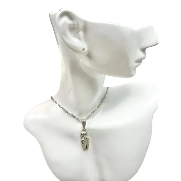 Boy charm necklace pendant 925 marking boy with overalls - Image 8
