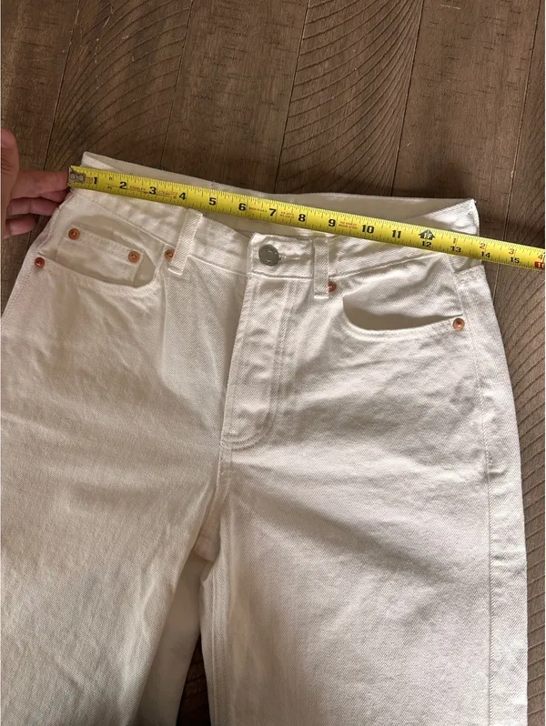 Parke Wide Leg Relaxed Jeans Raw Hem Button Fly White Wash Women’s size 25 - Image 10