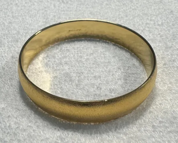 Vintage Signed Monet Brushed Gold Tone Bangle Bracelet - Image 3