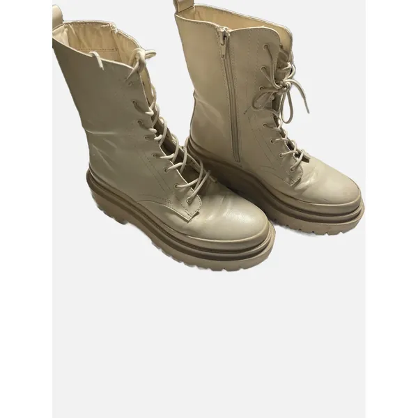 Cool Planet Combat Boots Womens 6.5M Cream Moss Platform Lug Sole Chunky Goth‎ - Image 4