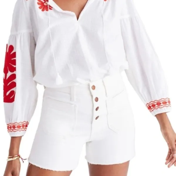 Madewell Denim Utility Shorts Button Fly‎ High Waisted Tile White NWT Size 31 - Image 10