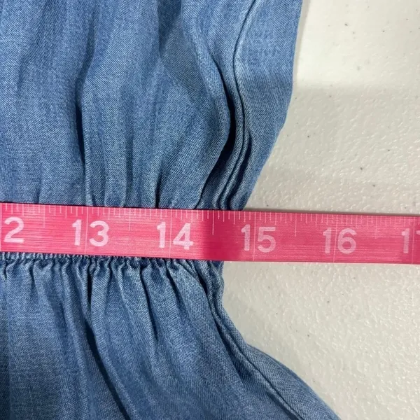 Magnolia‎ Skye NWT Boho Off-Shoulder Jumpsuit with Tie Sleeves Blue Chambray L - Image 8