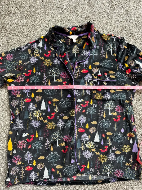 Secret Treasures Women’s L 12-14 Woodland Fox Fleece Pajama Set Black - Image 4