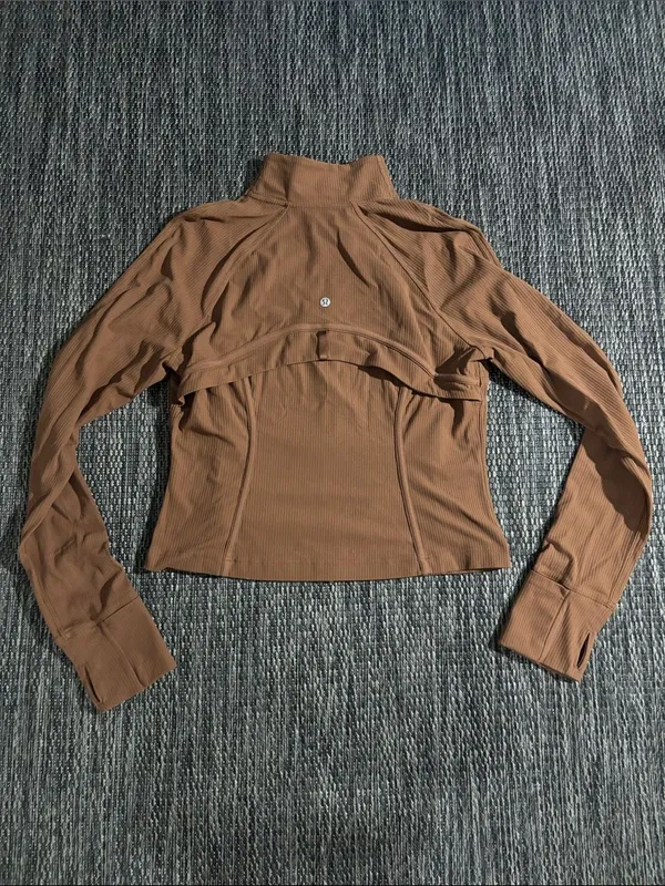 Lululemon Ribbed Nulu Cropped Define Jacket Lightweight Soft Roasted Brown Sz 12 - Image 2