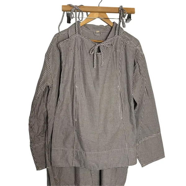 Free People Arlo Gingham Check 2 Piece Mini Dress Long Sleeve Shirt Co-Ord Set S - Image 10