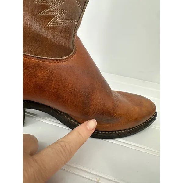 Vintage Western Cowboy Boots Women Size 9M Brown Leather Texas USA Hypalon Rodeo - Image 8