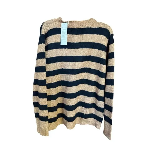 Dokotoo Wool Blend striped crew neck sweater Sz L Brown/Black NWT - Image 2