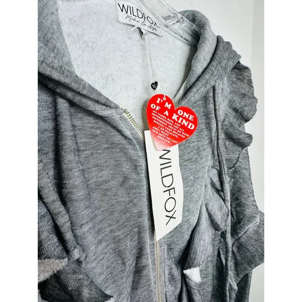 Wildfox Urban Outfitters Minka gray burnout full zip new oversized Sweatshirt - Image 8