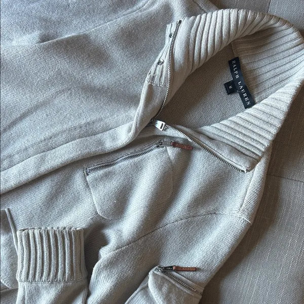 Ralph Lauren Black Label Merino Wool Angora Blend Knit Zip Up Collared Sweater - Image 7