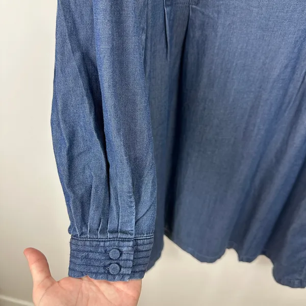 Madewell Denim Button Front Mini Dress Annandale Wash Blue Rigid US 10 NWT - Image 15