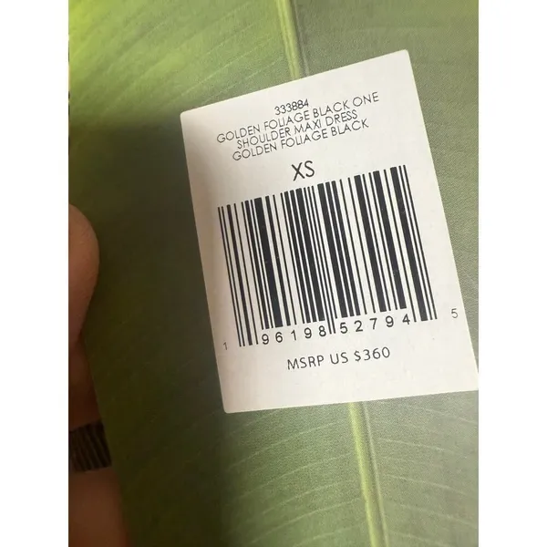 NWT Farm Rio Golden Foliage Black One Shoulder Maxi Dress Sz. XS - Image 6