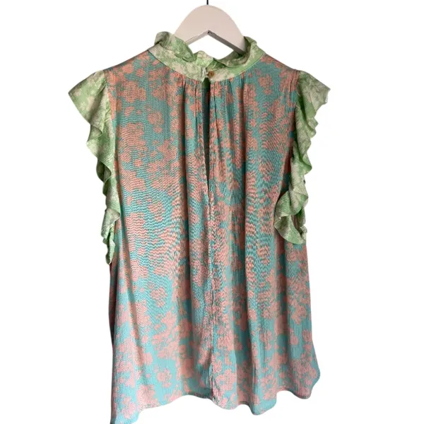Karlie Floral Ruffle Sleeve Blouse Size Large - Image 3