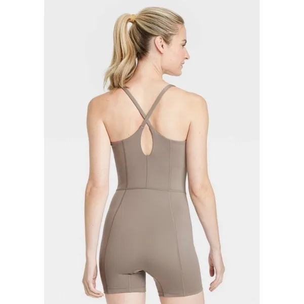 All in Motion Womens XXL Taupe Brown Crisscross‎ Back Active Romper Bodysuit - Image 4