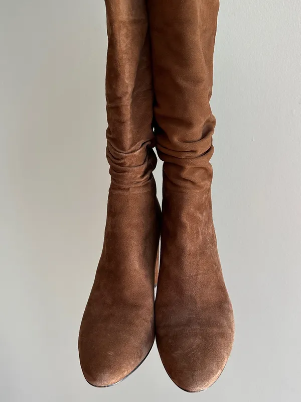 Banana Republic Midshaft Slouch Suede Boots, Nutmeg, Size 9.5 - Image 6