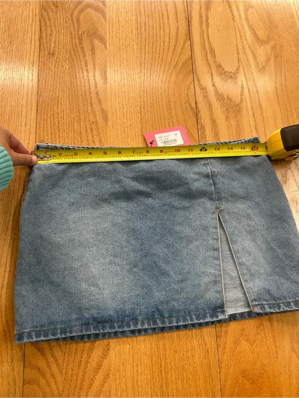 Edikted Slitted Denim Mini Skirt Blue Size M NWT Festival Grunge Streetwear - Image 5