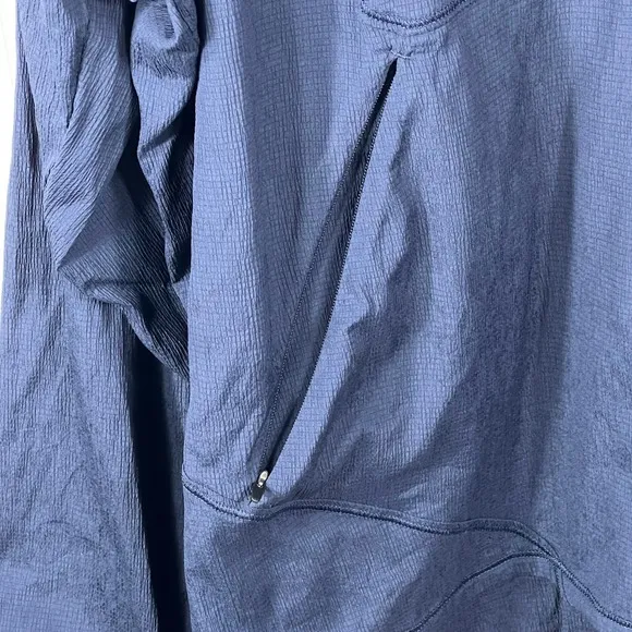 Athleta Teton Anorak Windbreaker Hoodie XL Navy Blue Grid Texture Lightweight - Image 8