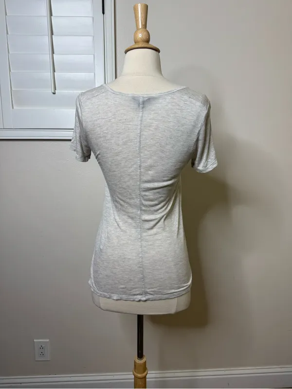 Banana Republic Light Gray Scoop Neck Short Sleeve Tee - Image 3