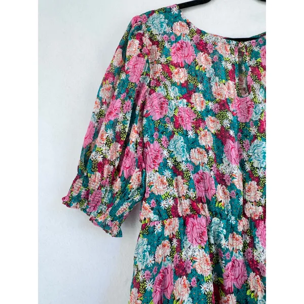 Melloday XL floral puff sleeve dress tiered ruffle cottagecore boho garden - Image 5