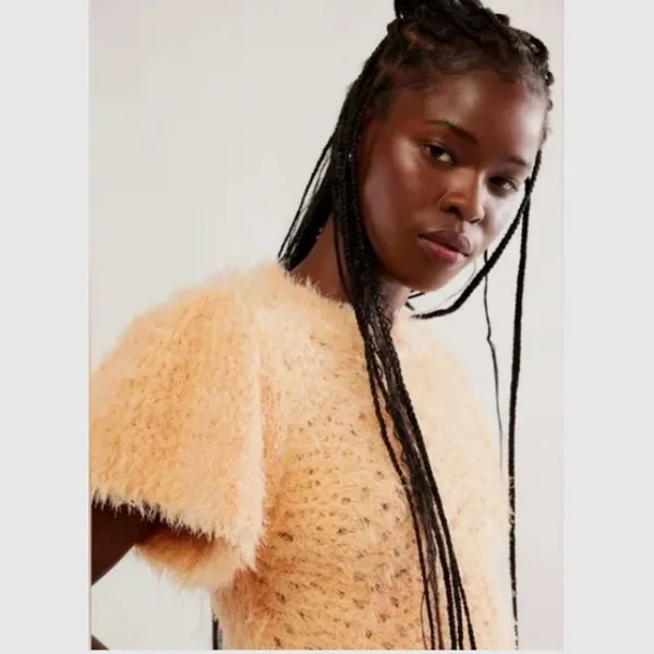 Free People | Sweet Deets Eyelash Sweater in Peach, XS - Image 2