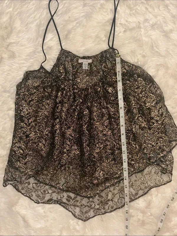 Urban Outfitters Sparkle Metallic Camisole Top - Black & Gold - Image 5