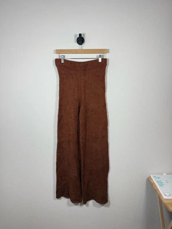 Reformation Isle Wide Leg Knit Pants Brown Organic Cotton Pull On Size M - Image 5
