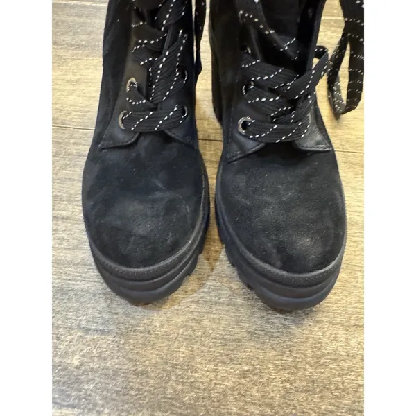 Veronica Beard Westport water resistant biker Combat boots size 5 Black Suede - Image 10