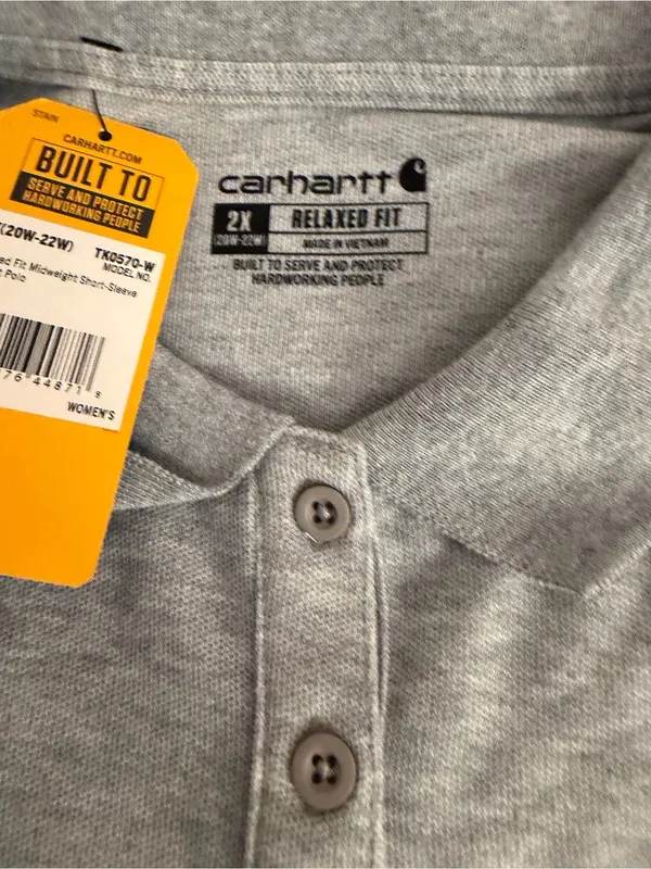 Carhartt Light Heather Gray Henley Polo with Chest Pocket - Image 5