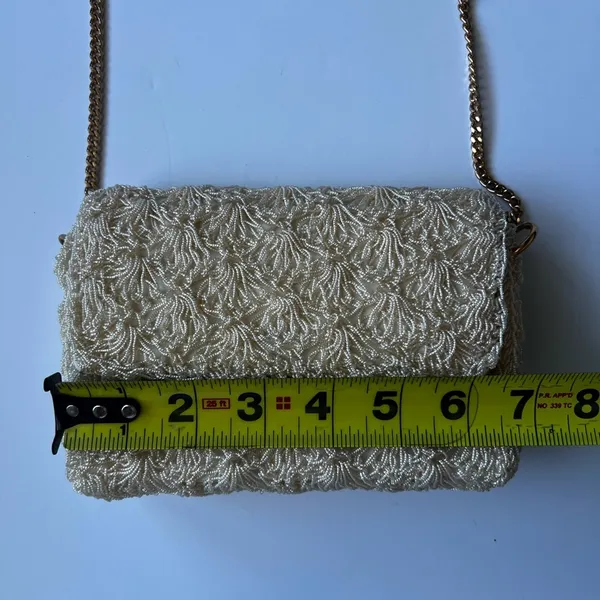 Vtg Ivory Chain Purse Shoulder Clutch Handbag 50s 60s made in Japan - Image 7