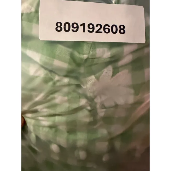 Sabo Skirt Green Gingham Floral Embroidered Mini Dress Womens Size 8 L V-Neck - Image 8