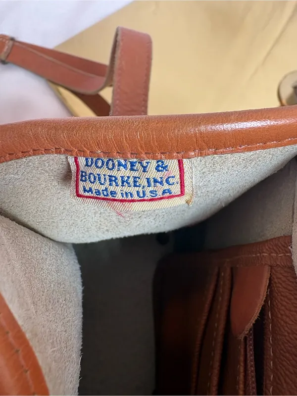 Dooney & Bourke Cream Pebbled Leather Crossbody with Tan Trim - Image 7