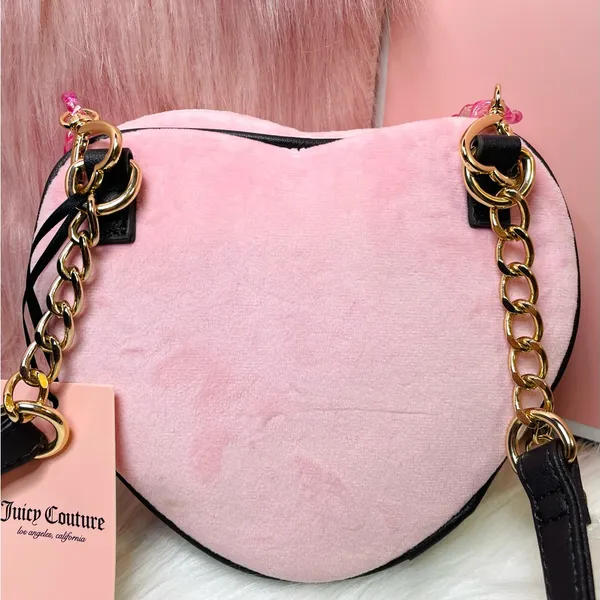 New Juicy Couture Retro Chic Heart Crossbody Bag and Heart Iridescent Chain - Image 5