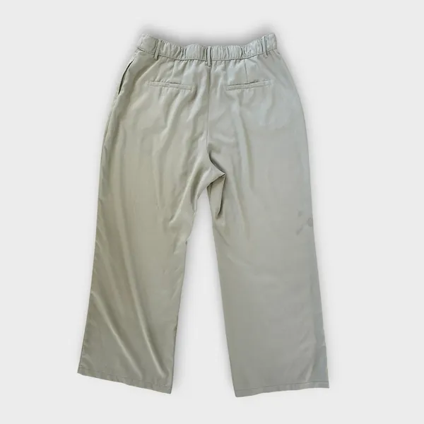 Abercrombie & Fitch Satin Wide Leg Pants Women’s XL Sage Green High Rise Pleated - Image 7