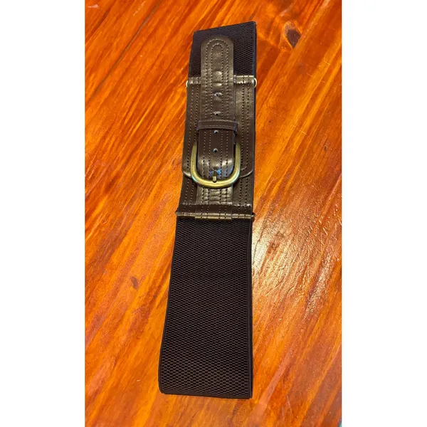 Vintage Style Brown Elastic Cinch Belt Wide Faux Leather Buckle Plus Size 18/20 - Image 7