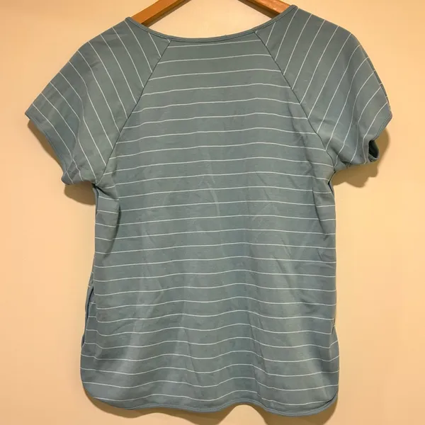 LAKE Pima Cotton Sleep Top Short Sleeve Blue Striped Size Large - Image 3