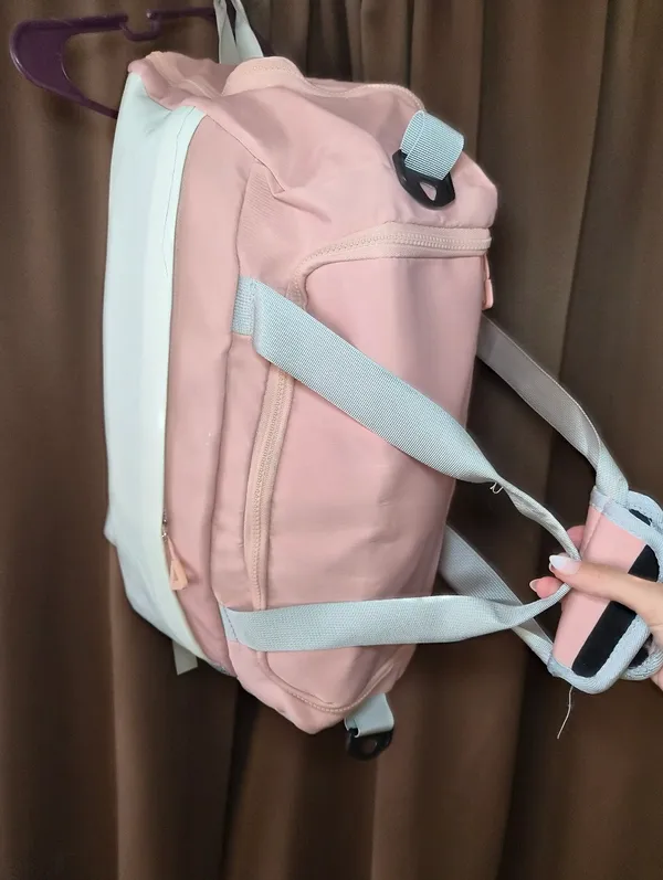 Colorblock Convertible Backpack Duffel Bag Travel Gym Bag Shoe Compartment - Image 12