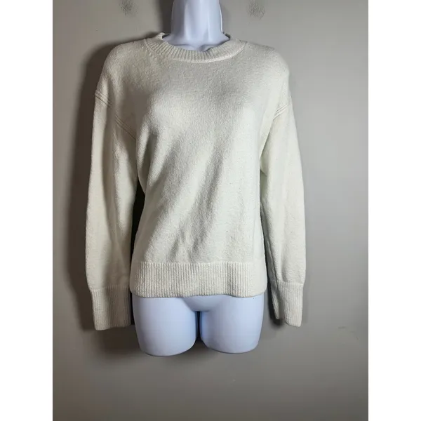 Banana Republic Off White Textured Cotton Blend Pullover‎ Sweater Size S - Image 2