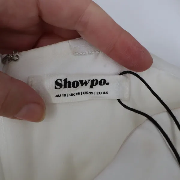 Showpo Betsy White Strapless Draped Rose Mini Dress Size 12 SD24090153 - Image 4
