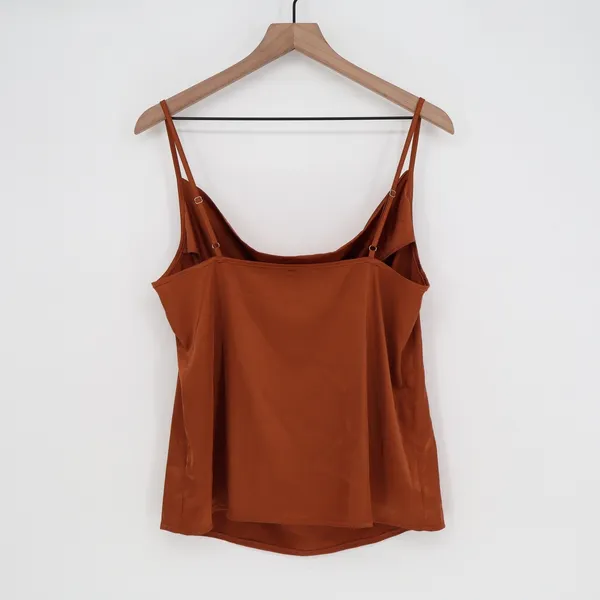 SHEIN Rust Brown Satin Cowl Neck Camisole Top Large Adjustable Straps - Image 5