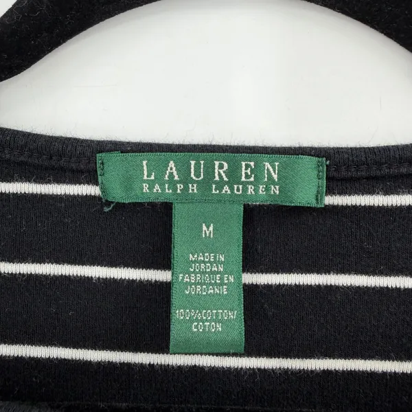 Lauren Ralph Lauren‎ Striped Long Sleeve Top Women M Black White Nautical Preppy - Image 2