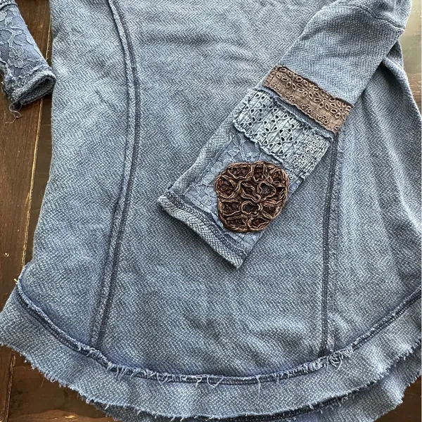 Free People You Don't Own Me Henley Thermal Sweater M boho - Image 8