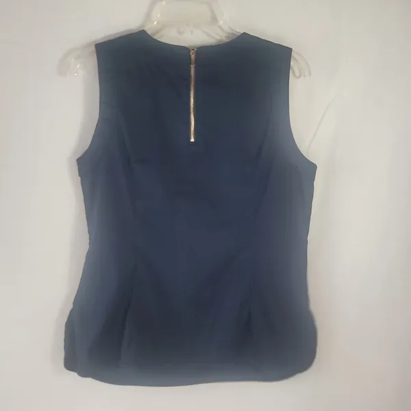 Ann Taylor Navy Blue Sleeveless Shell Blouse Classic Round Neck Career Top M - Image 5