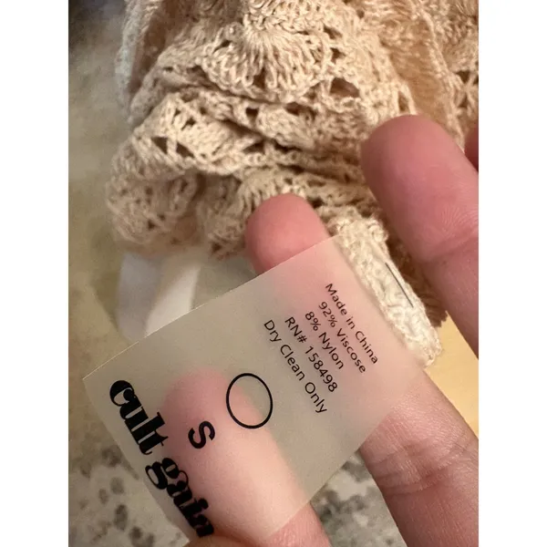 Cult Gaia Tyra Crochet Dress‎ In Beige Cut Out Size Small - Image 8
