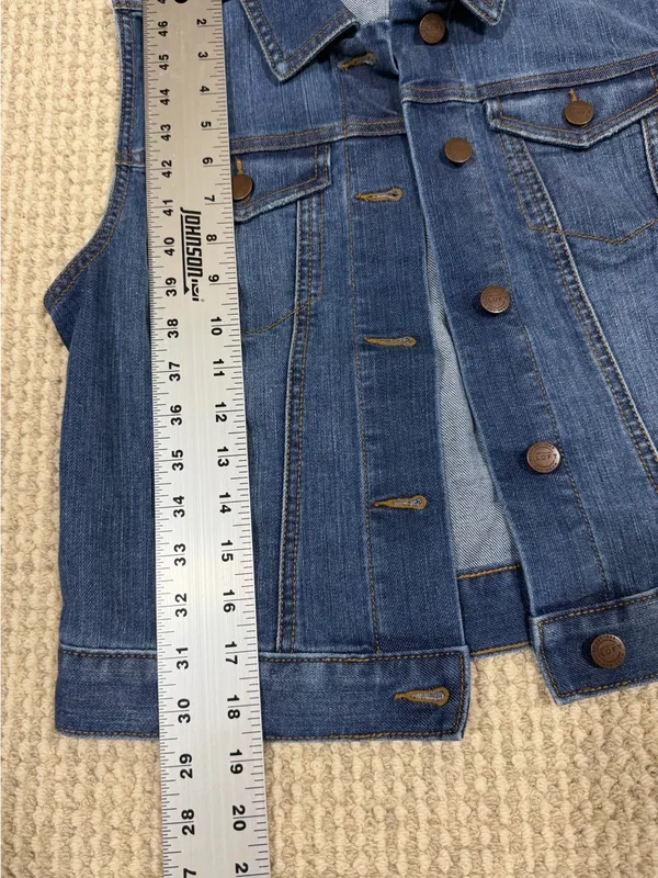 Loft Women's Cropped Button-Up Denim Vest Small - Image 2